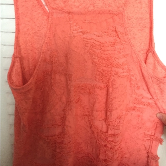 Coral free people tank with textured back - Picture 2 of 4